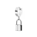 Polished silver padlock charm huggie hoop earring in minimalist industrial style - Lock Shape / Earring (Pierced) / Steel