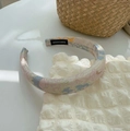 Handmade wide headband featuring floral ink painting embroidery on soft satin fabric - Lucky Cloud-Mixed
