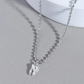 Silberne 3D Zahn-Halskette im Hip-Hop-Stil mit Perlenkette aus Metall für Damen und Herren - Silber
