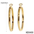 Minimalist 60mm gold stainless steel hoop earrings for women, model KD3450 - 60mm / Gold