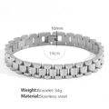 Silbernes Edelstahl-Armband im Uhrenarmband-Design, 10mm breit, polierte Oberfläche - Edelstahl / 19cm Silbernes Armband (Herren)
