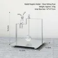 Vertical silver rabbit tissue holder in stainless steel with a crystal ball accent - Silver Sitting Rabbit