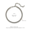 Silver stainless steel double-row Cuban link bracelet, 18+5cm length with lobster clasp - SL-6 / Silver