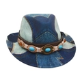 Cappello da cowboy per bambini denim con cinturino in pelle e pietre turchesi - Taglia Bambini / Blu Reale