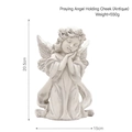 Antique style angel sculpture prayer statue in light grey finish with wing details - Praying Angel Resting Chin (Antique)