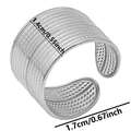Silver stainless steel open ring with wavy texture and dimensions 1.4cm width and 1.7cm diameter - Silver
