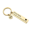 Llavero de acero inoxidable dorado con grabado Drive Safe e inicial M personalizada - Dorado