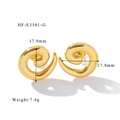 Detail view of gold spiral earrings with dimensions 17.8mm and 7.4g weight specifications - Gold Spiral Stud Earrings