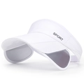 Women's white sun visor hat with retractable side panels and SPORT embroidery - Adjustable / White