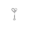 Detail of silver heart-shaped eyebrow ring with sparkling cubic zirconia on white background - Silver Heart Gem Border