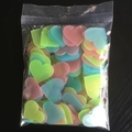 Mix of colorful glow-in-the-dark heart stickers in a clear bag for room decoration - Heart Shape/100 Pieces Pack / 3cm/Glow / Colorful