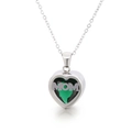 Polished silver heart MOM necklace featuring an emerald green birthstone on an O-chain - Steel May (KN226781-K)