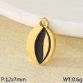 18K Gold Edelstahl Evil Eye Oval Anhänger mit schwarzer Emaille Einlage 12x7mm - Ovaler Schwarzer Emaille Stil (KLJ9526-ZLA)