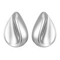 Polished silver teardrop earrings with a sleek sculptural design on a white background - Steel Smooth Droplet Earrings (MS-500)