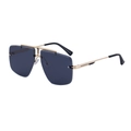 Frameless square sunglasses for men with dark gray lenses and golden metal frame - Gold/Black