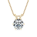Classic six-prong Moissanite pendant necklace in a polished gold finish with box chain - D Color Moissanite-0.5CT / Six-Prong Gold