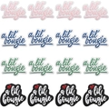 Matrixweergave van kleurrijke a lil' bougie letterpatches met hartborduursel op witte basis - Multicolor Set