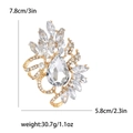 Vintage gold brooch with crystal flower cluster design and 7.8x5.8cm size metrics - Gold