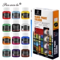 12-color acrylic paint set for glass and fabric with 25ml bottles and brush - 12-Color Glass Paint