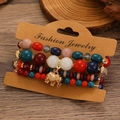 Ensemble de bracelets de perles bohèmes avec charm éléphant doré sur carte cadeau - Style Pendentif Éléphant (M-538) / Vintage Multicolore (M-538)