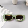 Kids vintage avocado green rectangular sunglasses with matte frame and dark lenses - Green