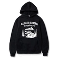 Black hooded sweatshirt with Alligator Alcatraz graphic print and front kangaroo pocket - S / Black