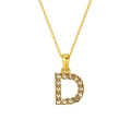 Elegant gold square necklace with letter D pendant featuring clear zircon inlay - Letter D