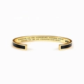 Gold-plated stainless steel crown bangle with black enamel and motivational engraving - Mom / Black