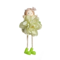 Easter fairy doll ornament with large light yellow fabric flower and green boots - Green Flower Girl