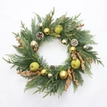 Artificial Christmas wreath with gold balls, pine cones, and green apples decoration - Classic Gold Green Apple Style (SDHH010-8)