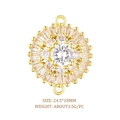 Golden round connector pendant with clear zircons, size 24.5x18mm for jewelry making - Gold Round Large Micro-Pave (L0655-A)