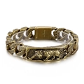 Vintage gold tiger relief bracelet with Greek Key pattern chain on white background - Tiger Relief Antique Gold (KB152706-KJX)