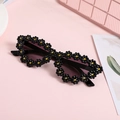 Cute black daisy flower sunglasses for girls aged 1-6 with yellow accents and dark lenses - Black Frame Double Gray Lens