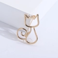 Minimalist gold hollow cat brooch in a sleek animal design with a polished metallic finish - Gold