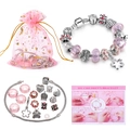 Rosa DIY Armband Set für Kinder mit Acrylperlen, Kronenanhängern und Schlangenarmband - Rosa 2