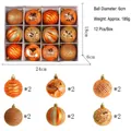 Set of 12 orange 6cm Christmas ball ornaments with glitter and embossed textures - Set of 12 / Orange