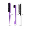 3-piece professional hair styling set with detailed size measurements for each comb - Purple