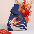 Borsa regalo in maglia blu scuro con motivi ondulati e originale manico a cappio singolo - Blu Profondo Chang'e
