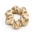 Champagne gold satin scrunchie with a glossy silk texture and elastic band - Champagne Gold