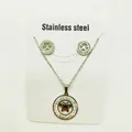 Set gioielli in acciaio inossidabile argento con ciondolo a farfalla e orecchini a perno - Farfalla Stile B / Color Acciaio