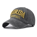 Dark grey washed cotton baseball cap with yellow Florida embroidery in vintage style - Adjustable / Army Green