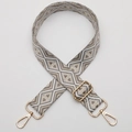 Adjustable wide shoulder strap with gray geometric diamond weaving and gold buckles - No. 692 Gold Hook