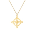 Collier nœud de sorcière celtique en acier inoxydable doré avec une finition polie - Or Noeud de Sorcière Chaîne Croisée