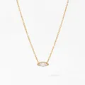 Elegant gold stainless steel necklace with teardrop marquise-cut crystal pendant - Gold Single Stone Clavicle Chain (KD1895)