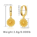 Golden sunflower drop hoop earrings for women with detailed petals and 18K gold plating - Bohemian Sunflower