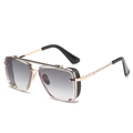 Vintage steampunk square sunglasses with gold metal frame and gradient grey lenses - Gold Frame / Grey Gradient Lens