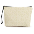 Pochette trucchi in tela crema con stampe sole e luna e cinturino da polso nero - 17*25cm (Lino) con Cinturino / Motivo Celeste Sole e Luna (Style 1)