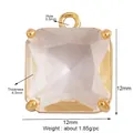 Gold plated square clear cubic zirconia pendant with 12mm four-prong setting - Clear/Square