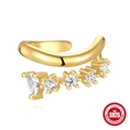 Manchette d'oreille en argent S925 doré avec cristaux marquise et ronds sur fond blanc - Style #3 Or - Unité