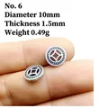 Macro detail of 10mm silver coin spacer with traditional pattern for DIY jewelry making - Style 6/Silver/Diameter 10mm